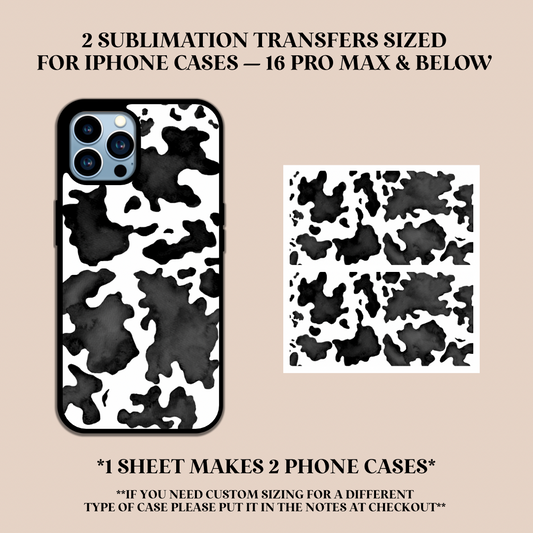 Cow Print Phone Case Sublimation Transfer