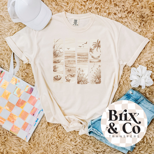 Neutral Beach Scene DTF HOT PEEL