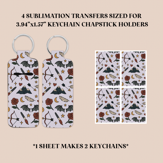 Bookish Inspired Keychain Chapstick Holder Sublimation Transfer