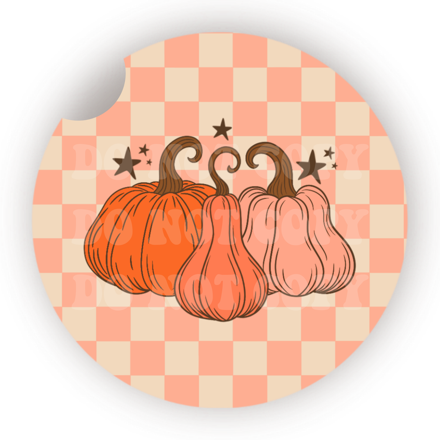 Checker Pumpkins Car Coaster Sublimation Transfer (Set of 2)