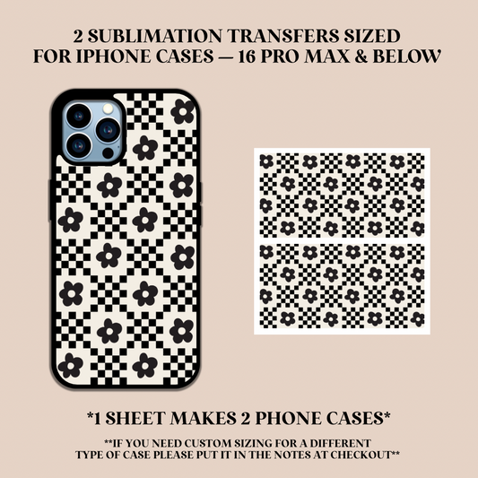 Checker Flowers Phone Case Sublimation Transfer
