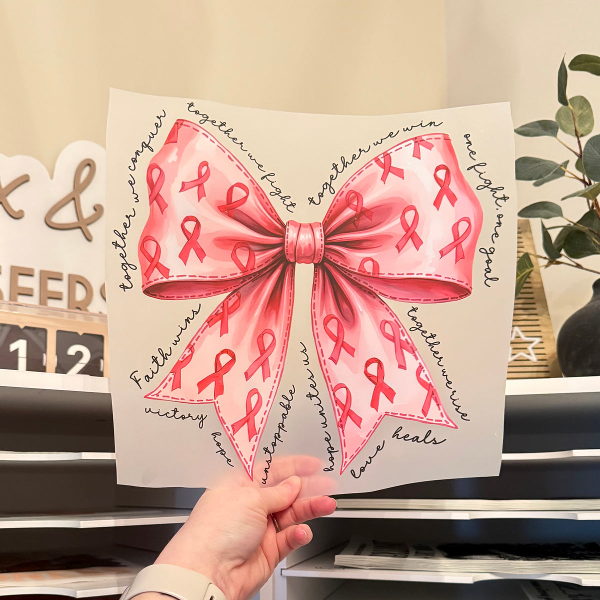 Breast Cancer Bow DTF HOT PEEL