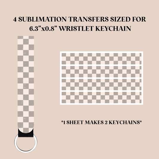 Gray & White Checker Wristlet Keychain Sublimation Transfer
