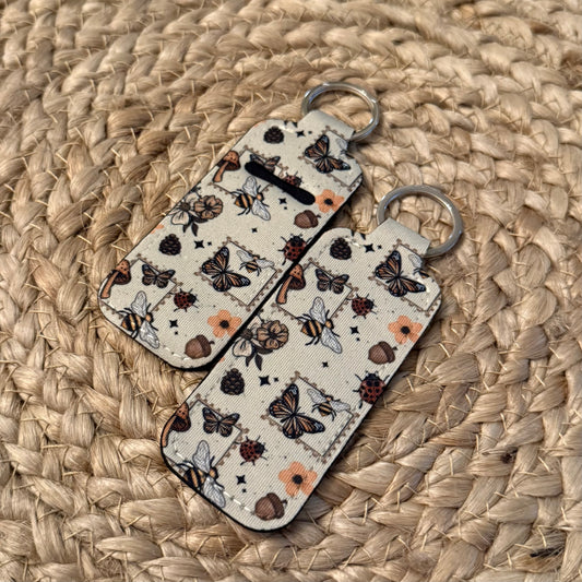 Cottagecore Stamps Chapstick Holder Keychain