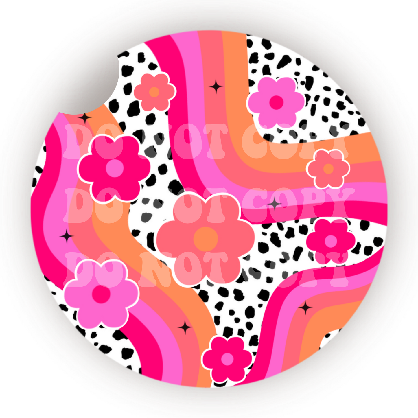 Groovy Flowers Car Coaster Sublimation Transfer (Set of 2)