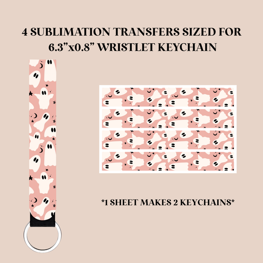Ghosts Wristlet Keychain Sublimation Transfer