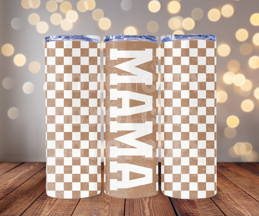 Checker Mama 20 oz Skinny Tumbler Sublimation Transfer - Seamless