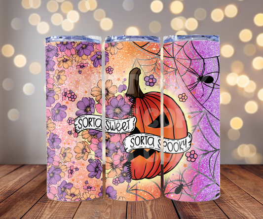Sorta Sweet Sorta Spooky 20 oz Skinny Tumbler Sublimation Transfer - Not Seamless