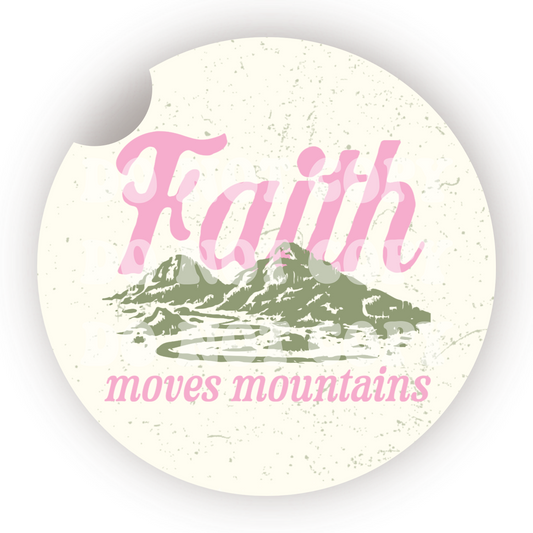 Faith Moves Mountains Car Coaster Sublimation Transfer (Set of 2)