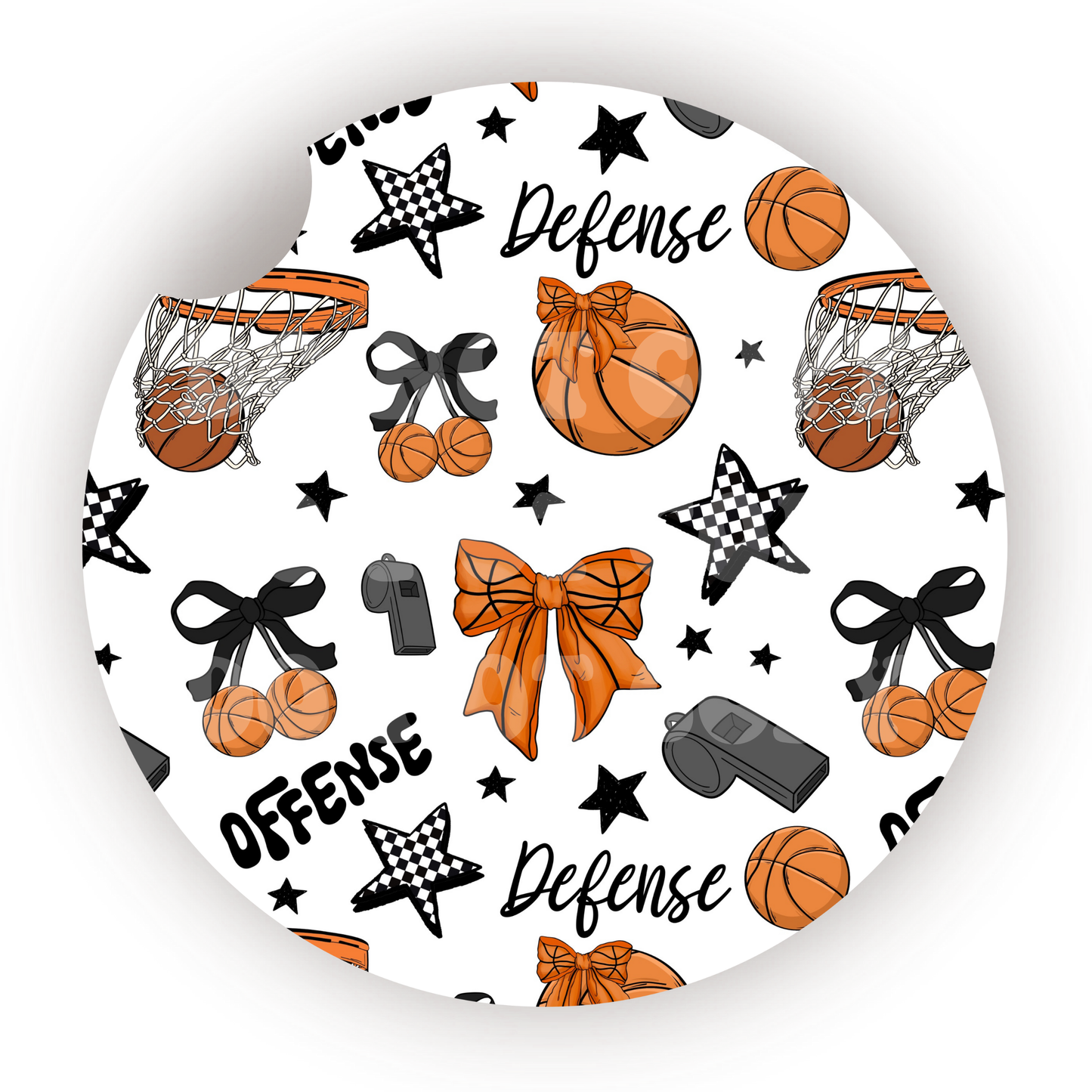 Basketball Doodles Car Coaster Sublimation Transfer (Set of 2)