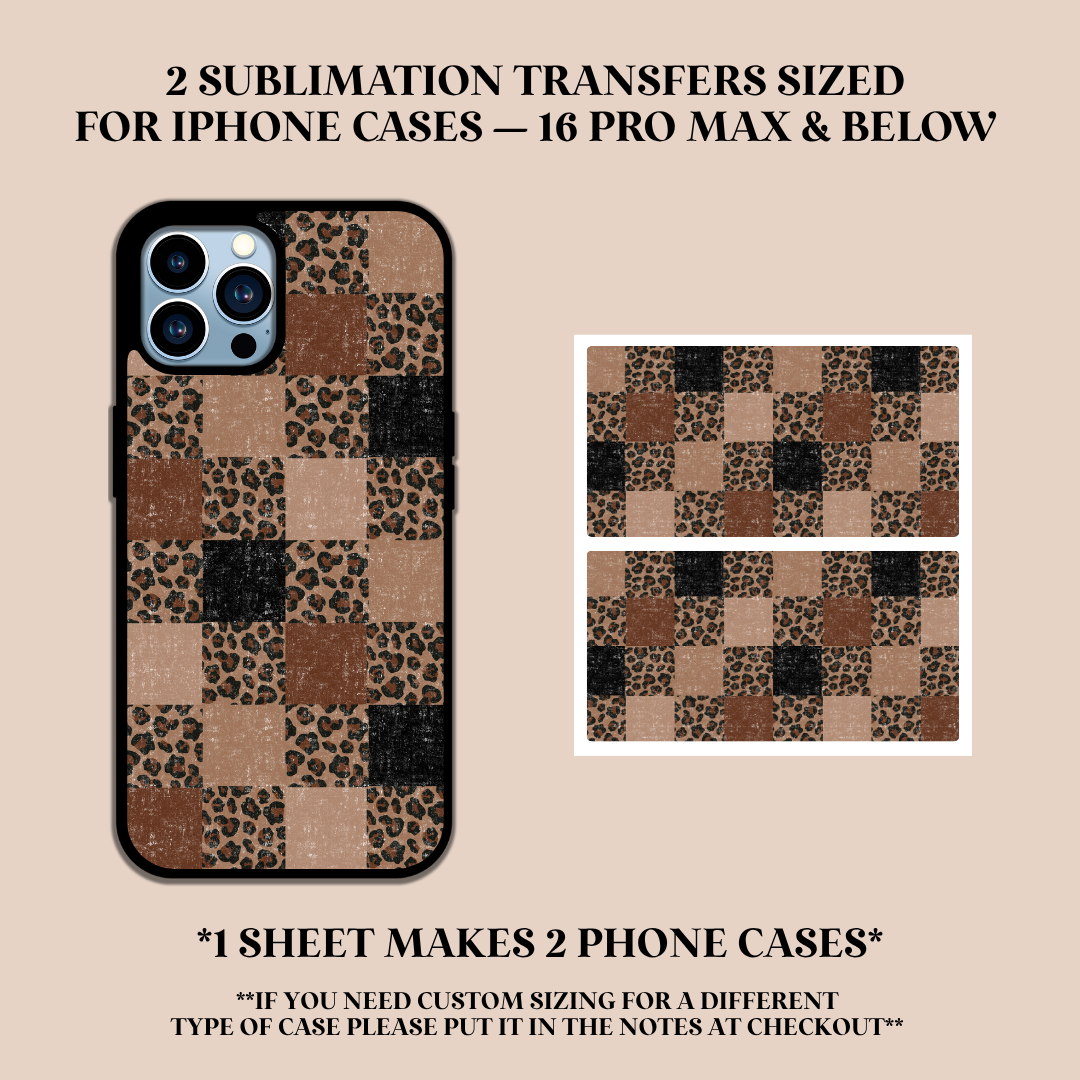 Distressed Leopard Checker Phone Case Sublimation Transfer