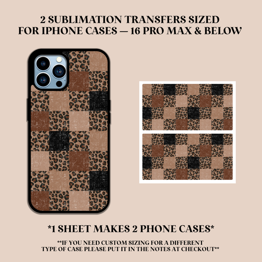 Distressed Leopard Checker Phone Case Sublimation Transfer