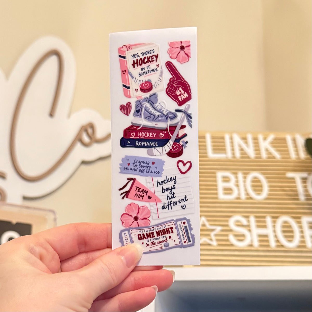 Hockey Romance UVDTF Bookmark