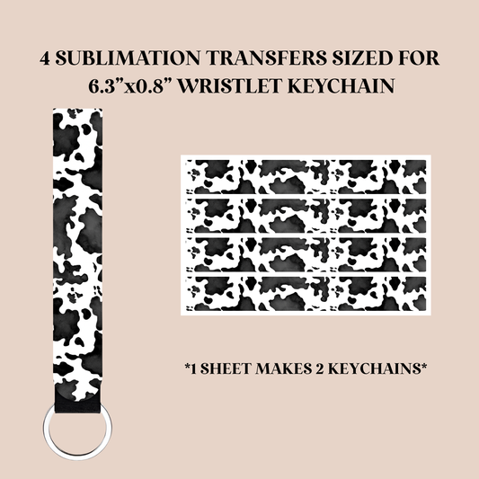Cow Print Wristlet Keychain Sublimation Transfer