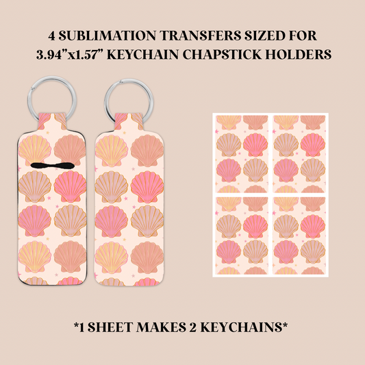 Seashells Keychain Chapstick Holder Sublimation Transfer