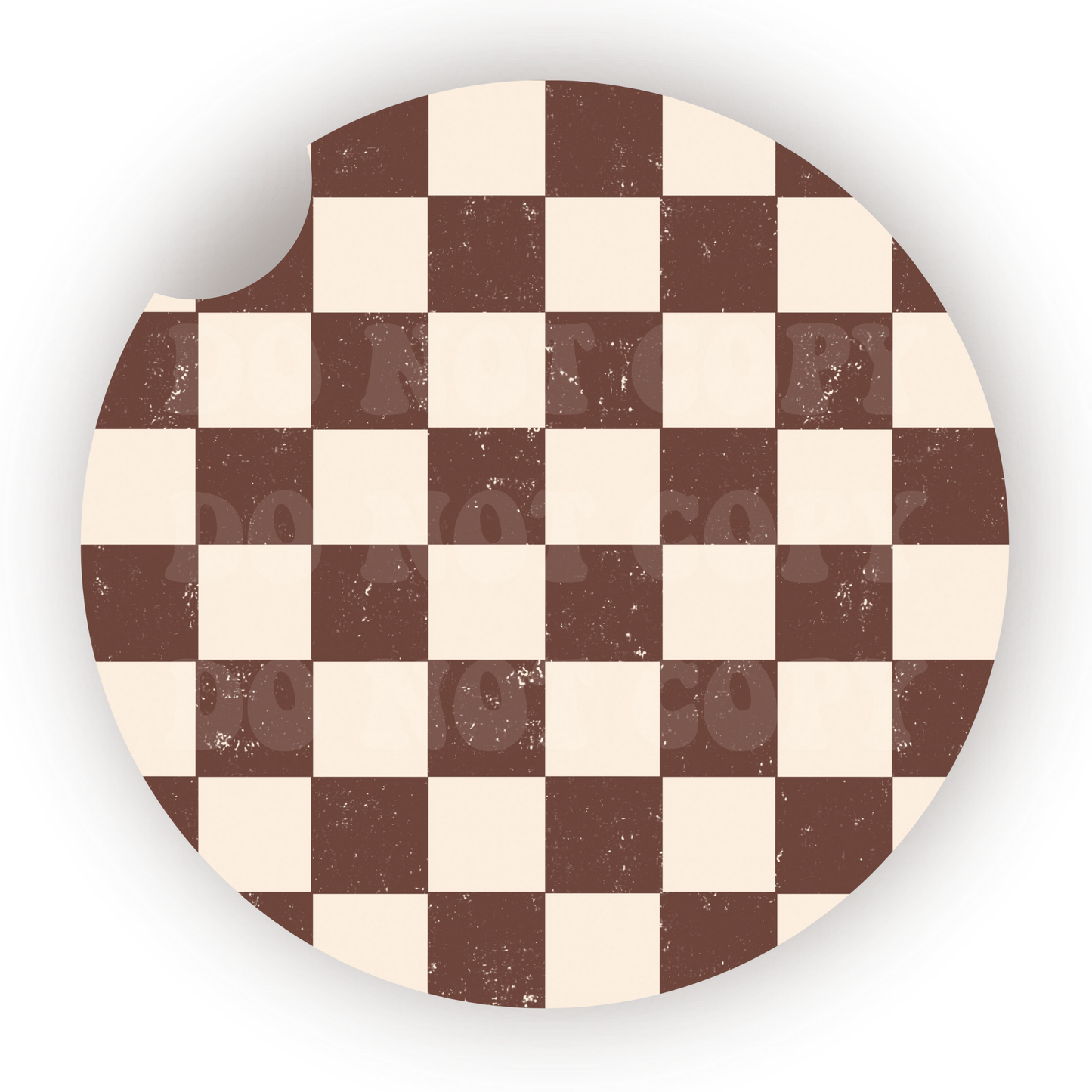 Brown & Cream Checker Car Coaster Sublimation Transfer (Set of 2)