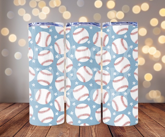 Baseballs 20 oz Skinny Tumbler Sublimation Transfer - Seamless