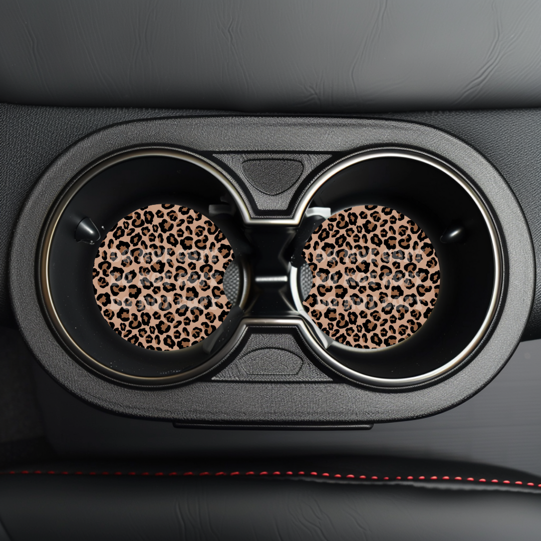 Leopard Print 2 Car Coaster Sublimation Transfer (Set of 2)