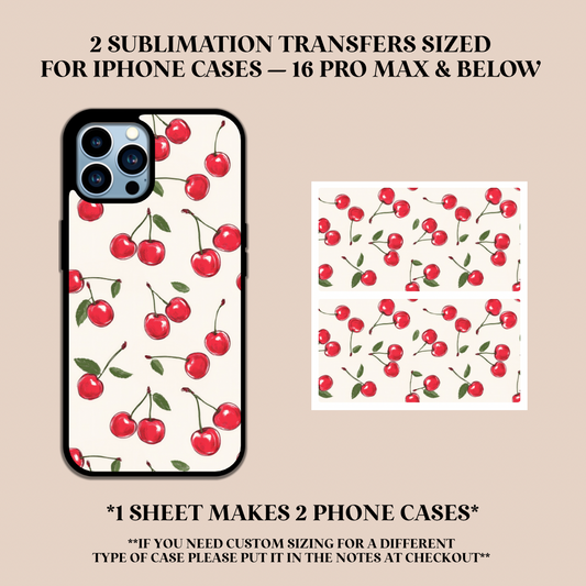 Cherries Phone Case Sublimation Transfer