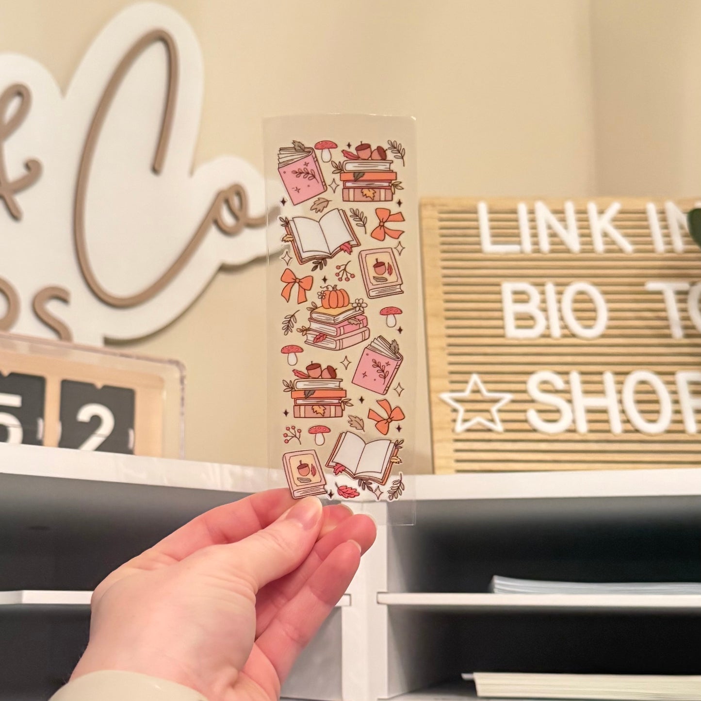 Bookish Fall Doodles UVDTF Bookmark