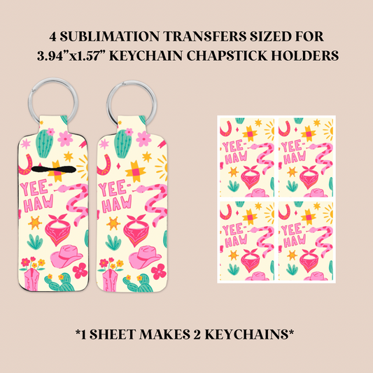 Yee-Haw Doodles Keychain Chapstick Holder Sublimation Transfer