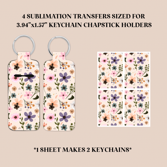 Wildflowers Keychain Chapstick Holder Sublimation Transfer