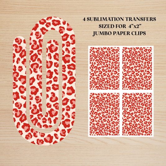 Red Leopard Print Jumbo Paperclip Sublimation Transfer