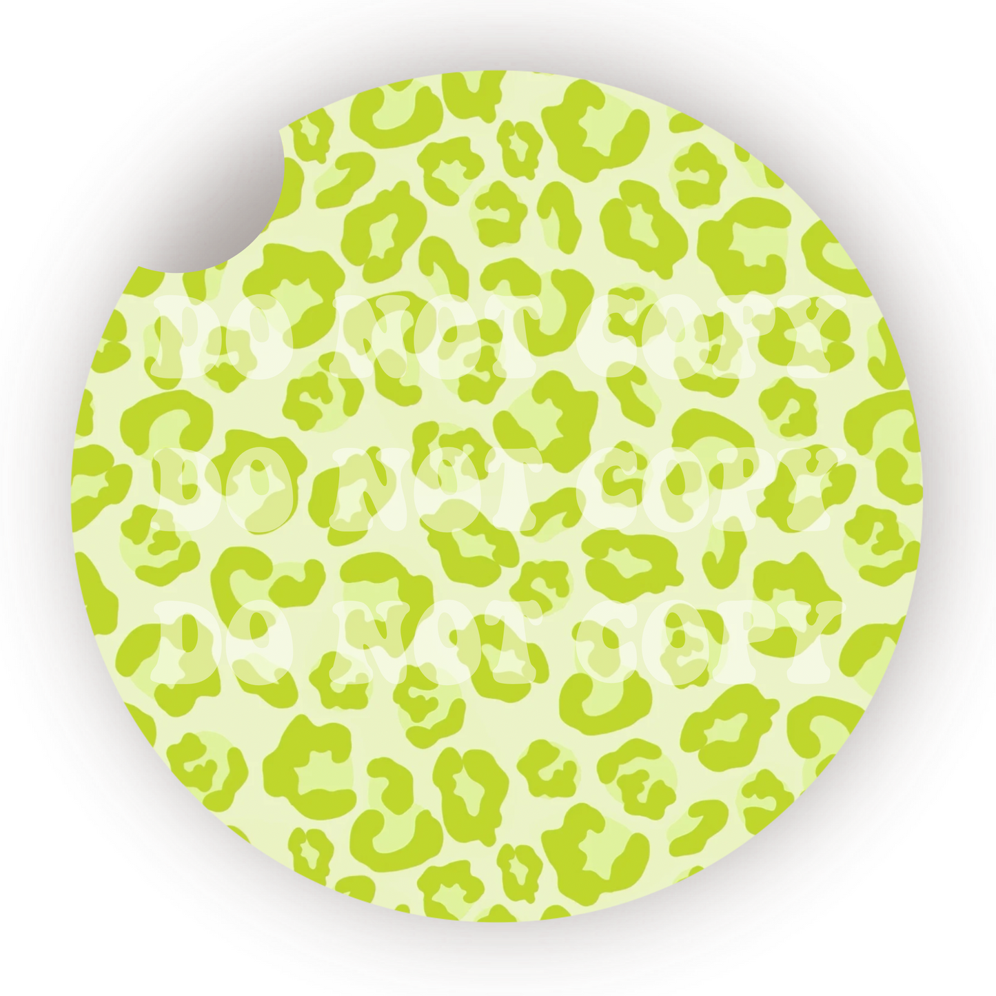 Bright Green Leopard Print Car Coaster Sublimation Transfer (Set of 2)