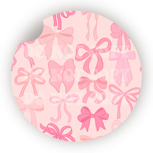Pink Bows Car Coaster Sublimation Transfer (Set of 2)