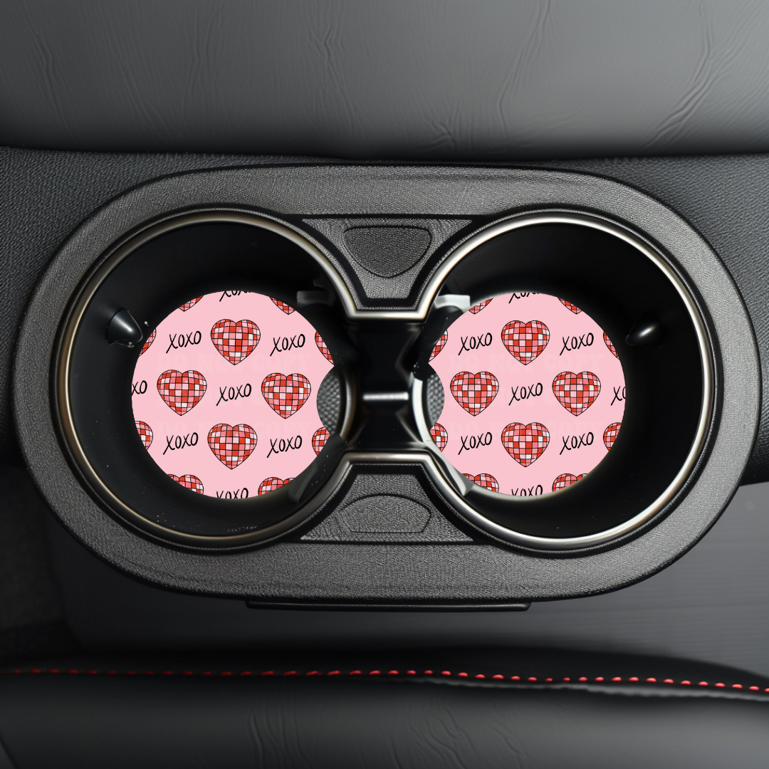 Disco Hearts Car Coaster Sublimation Transfer (Set of 2)