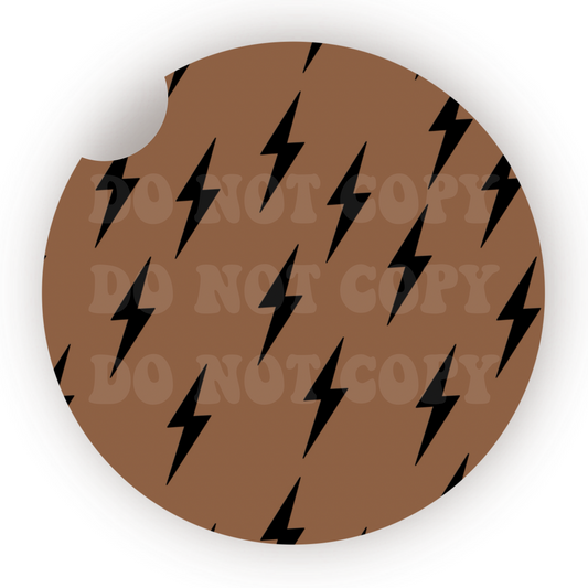 Black Lightning Bolts Car Coaster Sublimation Transfer (Set of 2)