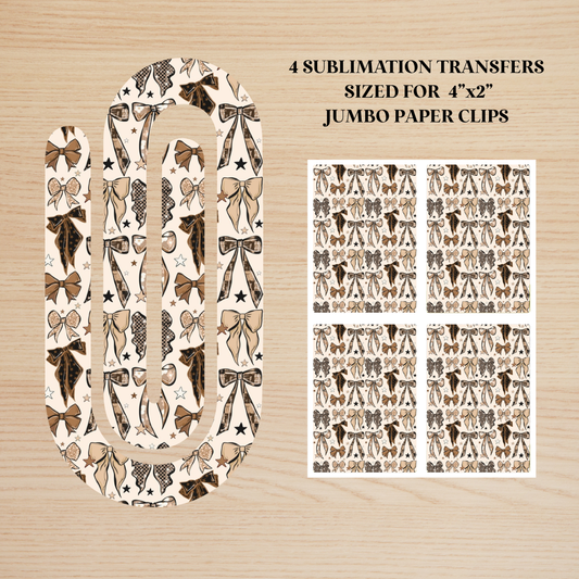 Retro Bows Jumbo Paperclip Sublimation Transfer