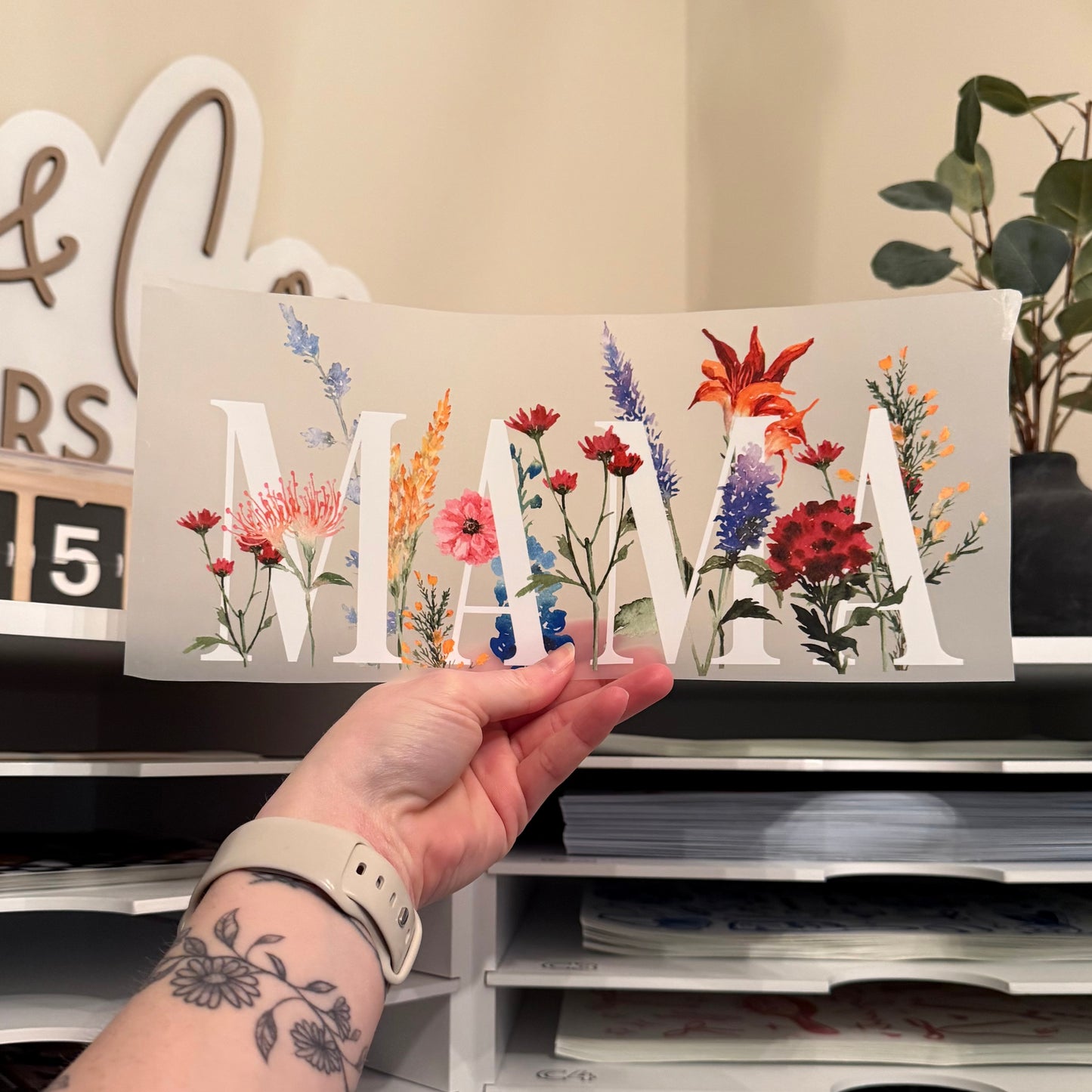 Watercolor Floral Mama DTF HOT PEEL