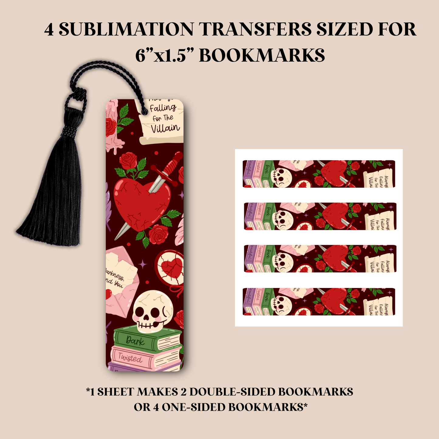 Falling For The Villain Bookmark Sublimation Transfer