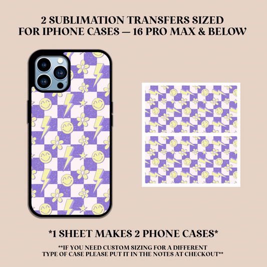 Retro Checker Phone Case Sublimation Transfer