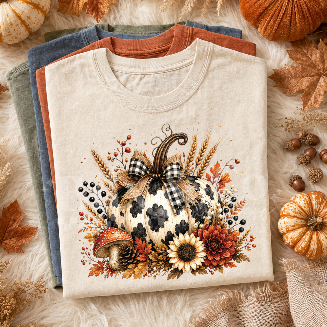 Cow Print Pumpkin DTF HOT PEEL