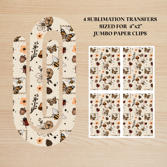 Cottagecore Stamps Jumbo Paperclip Sublimation Transfer