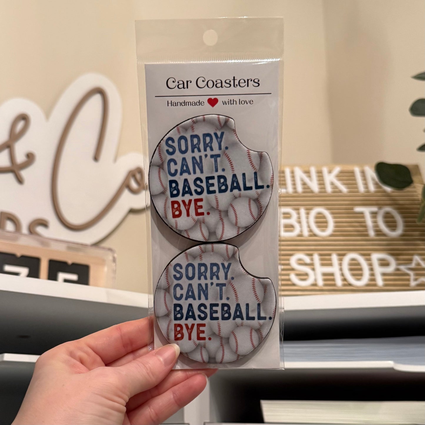 Sorry Can’t Baseball Bye Car Coasters