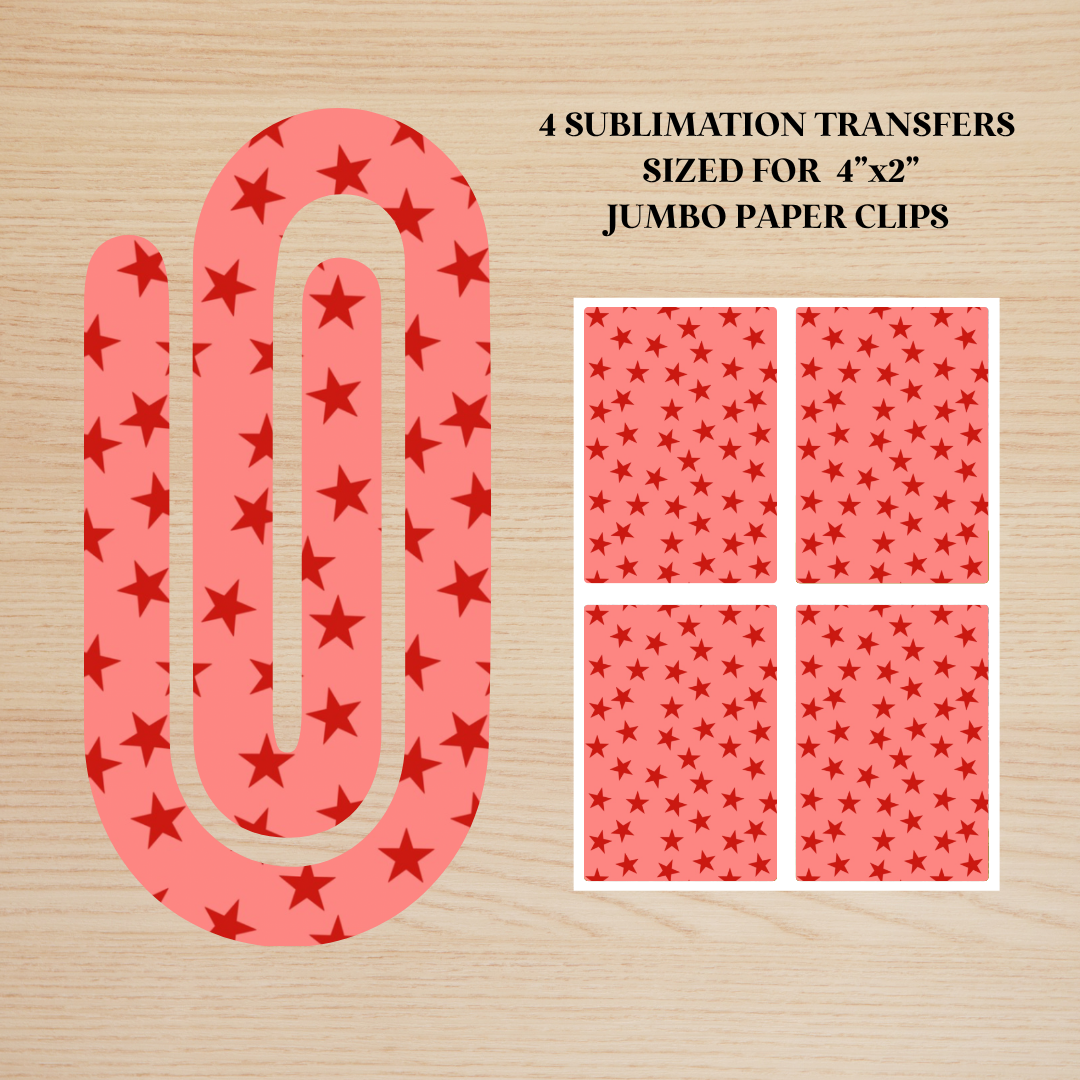 Red Stars Jumbo Paperclip Sublimation Transfer