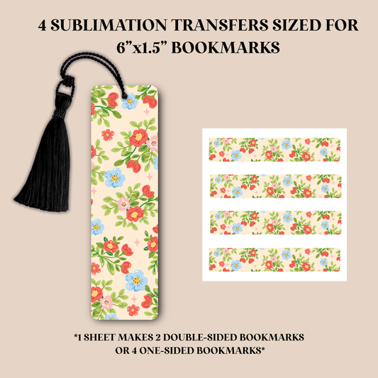 Red & Blue Floral Bookmark Sublimation Transfer