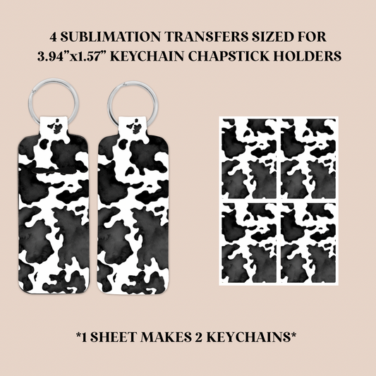 Cow Print Keychain Chapstick Holder Sublimation Transfer