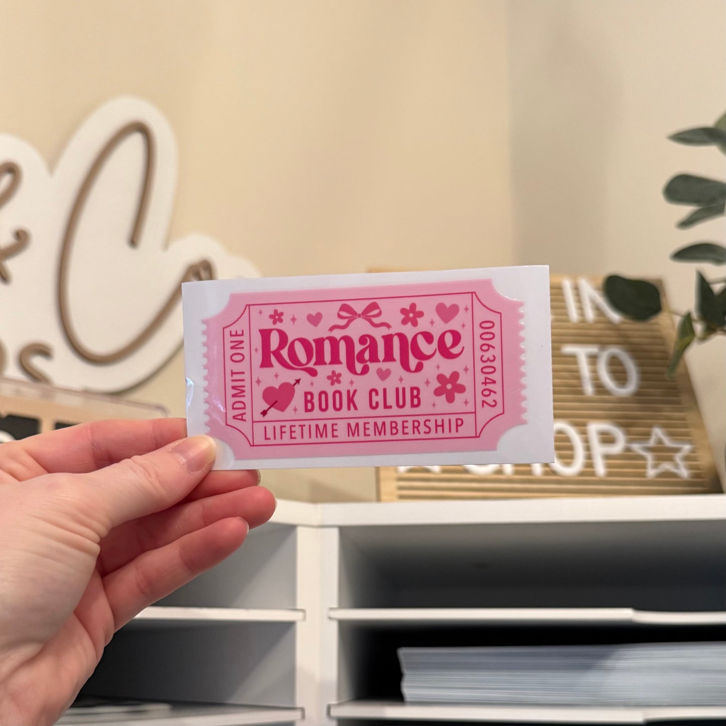 Romance Book Club Ticket UVDTF 4” Decal