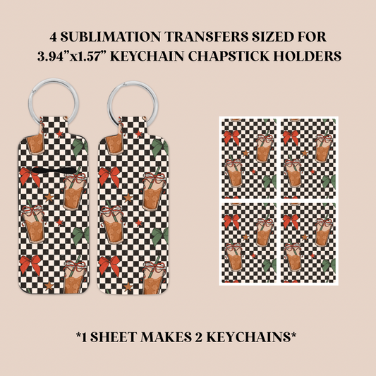 Christmas Coffee Keychain Chapstick Holder Sublimation Transfer