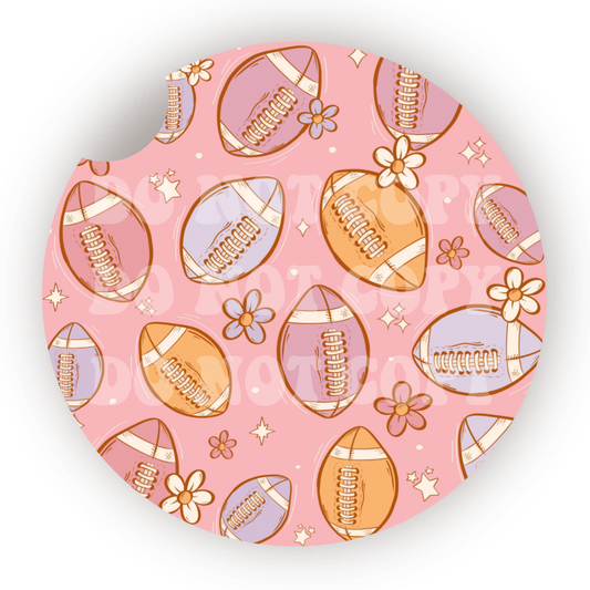 Pastel Footballs Car Coaster Sublimation Transfer (Set of 2)