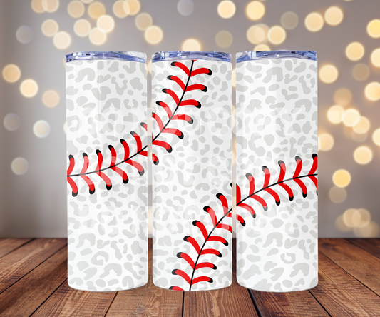 Leopard Baseball 20 oz Skinny Tumbler Sublimation Transfer - Not Seamless