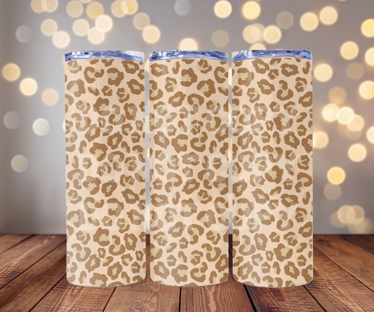Tan Leopard Print 20 oz Skinny Tumbler Sublimation Transfer - Seamless