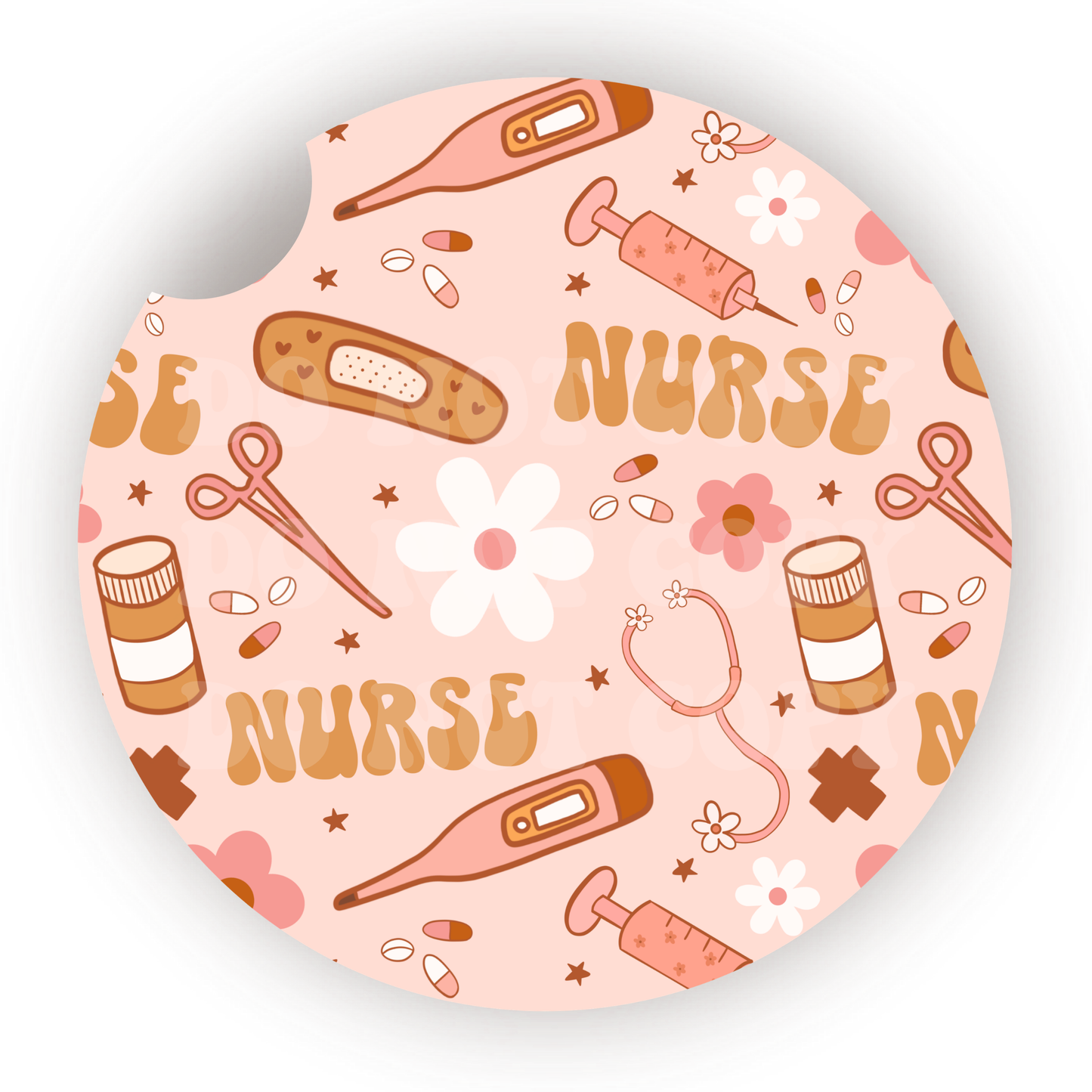 Nurse Doodles Car Coaster Sublimation Transfer (Set of 2)