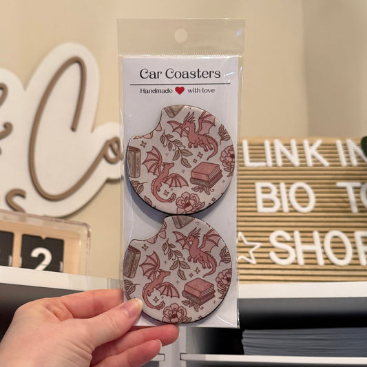 Pink Dragons Car Coasters