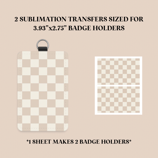 Neutral Checker Badge Holder Sublimation Transfer