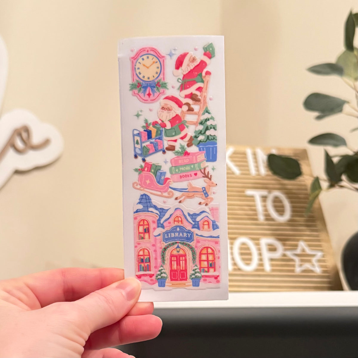 Christmas Library UVDTF Bookmark Transfer
